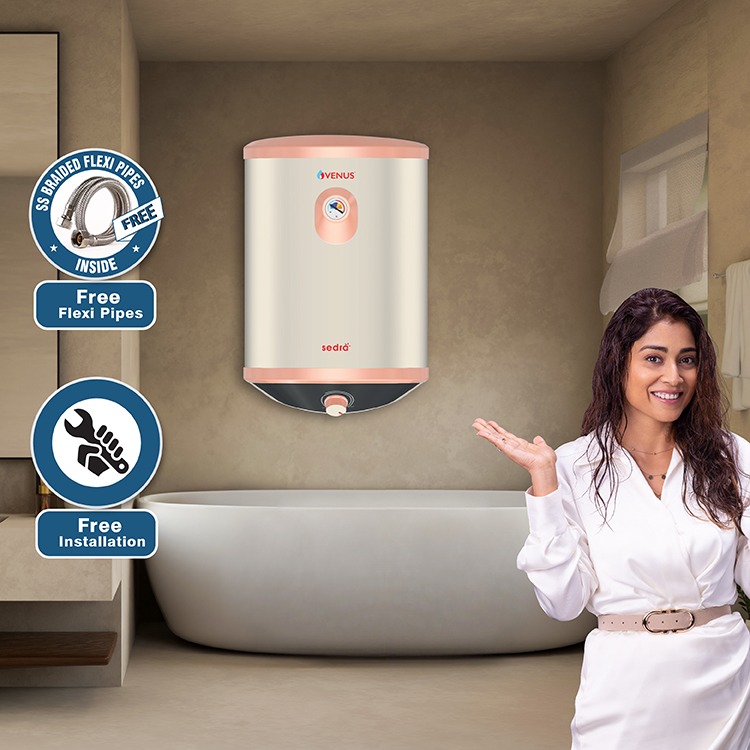 Venus-Sedra-15Litre-Storage-WaterHeater-5Star-Super-Heavy-Gauge-Copper-Heating-Element - 15-Litre